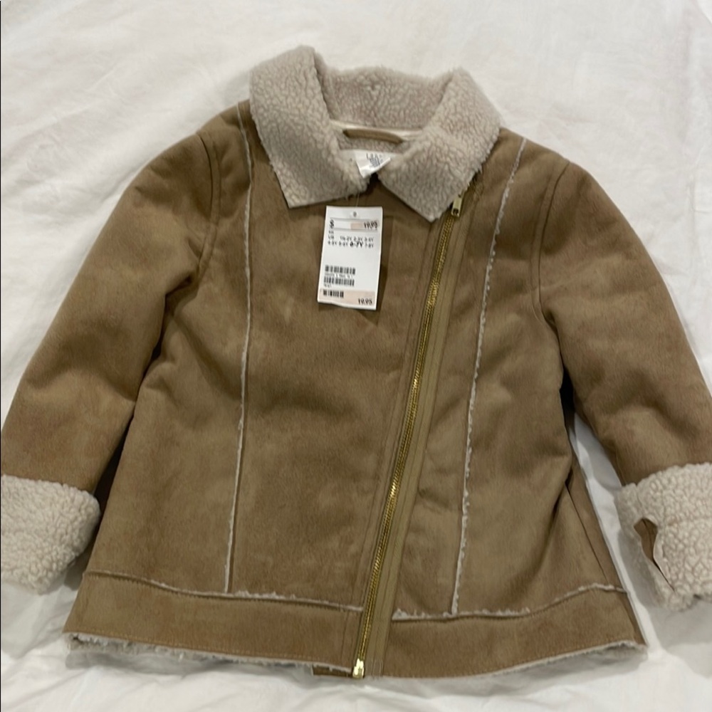 Kids Tan Shearling Jacket